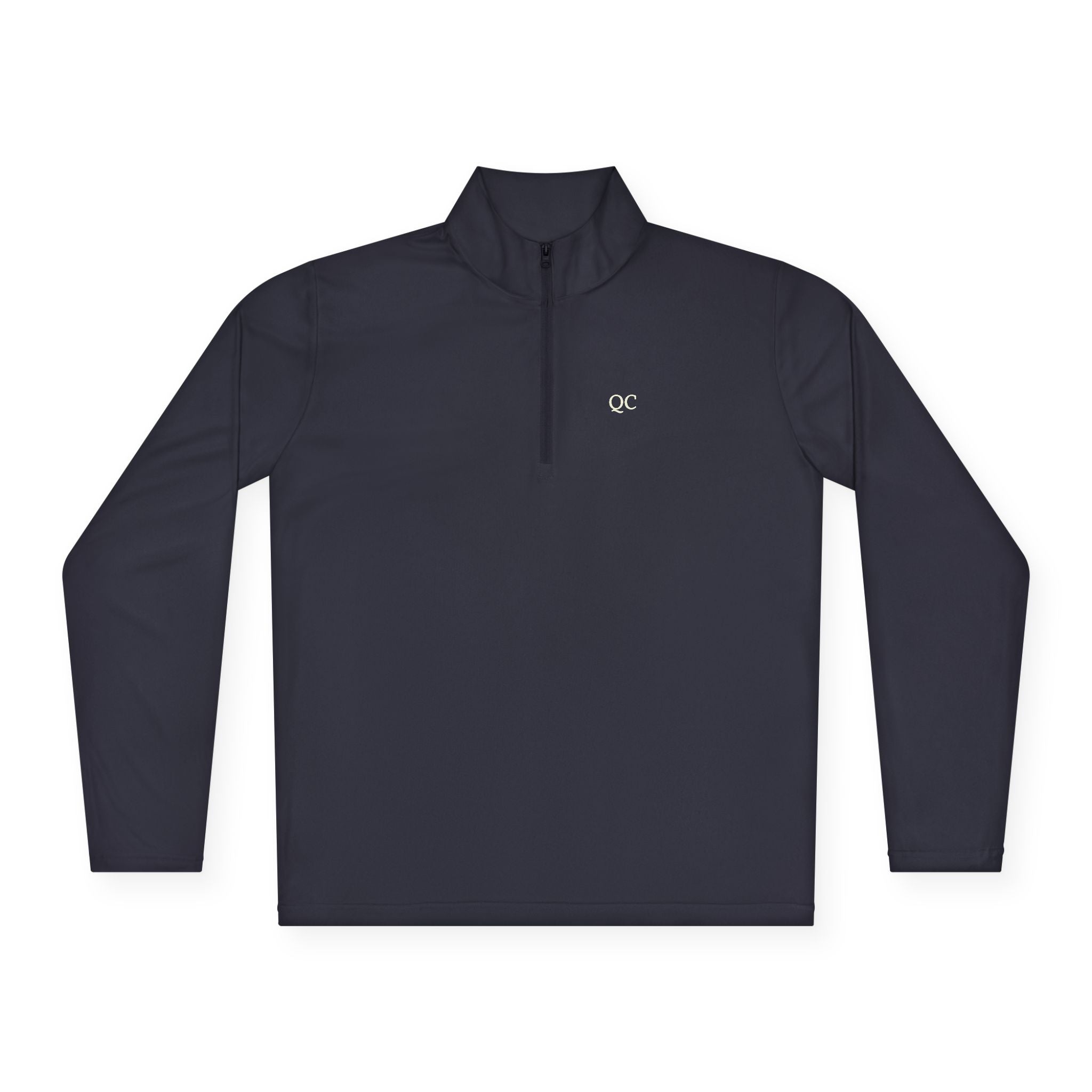 Quarter-Zip Pullover — Minimal "QC" Embroidered Casual Pullover