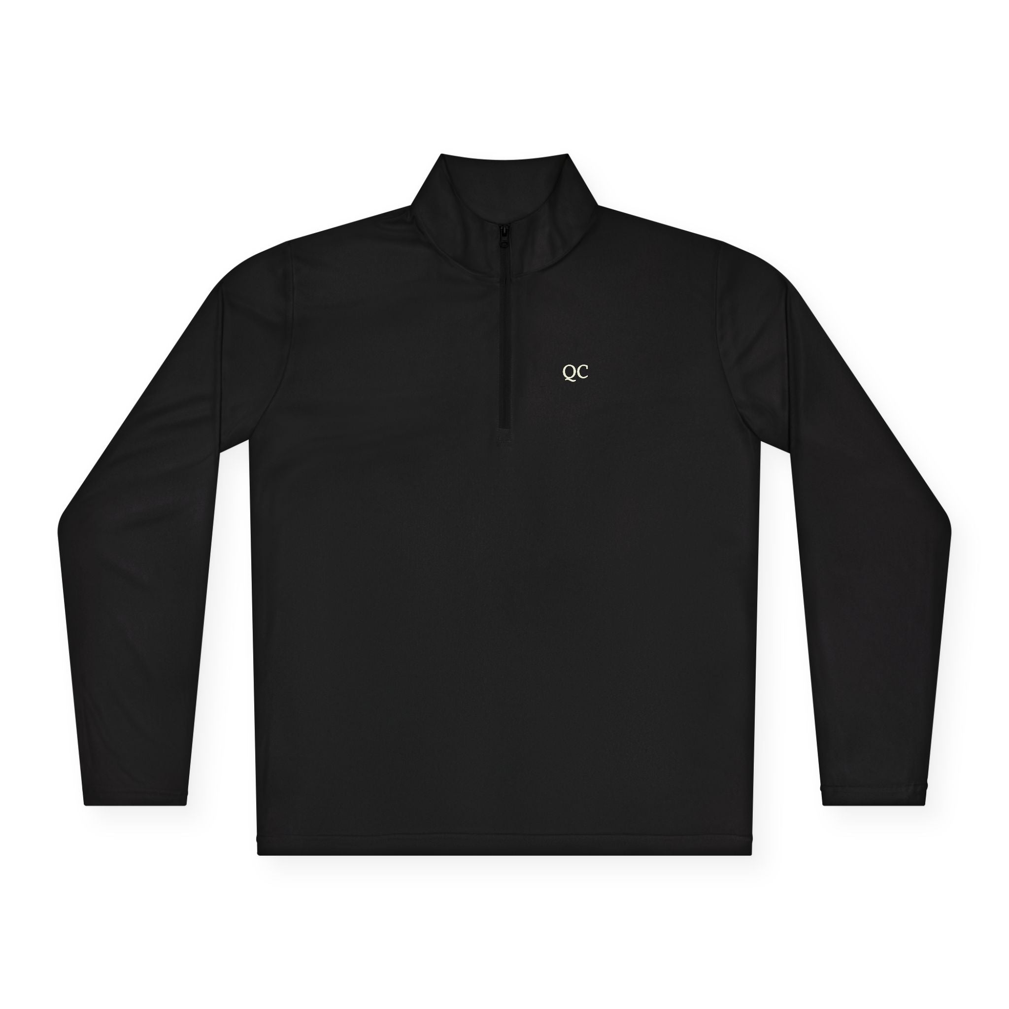 Quarter-Zip Pullover — Minimal "QC" Embroidered Casual Pullover
