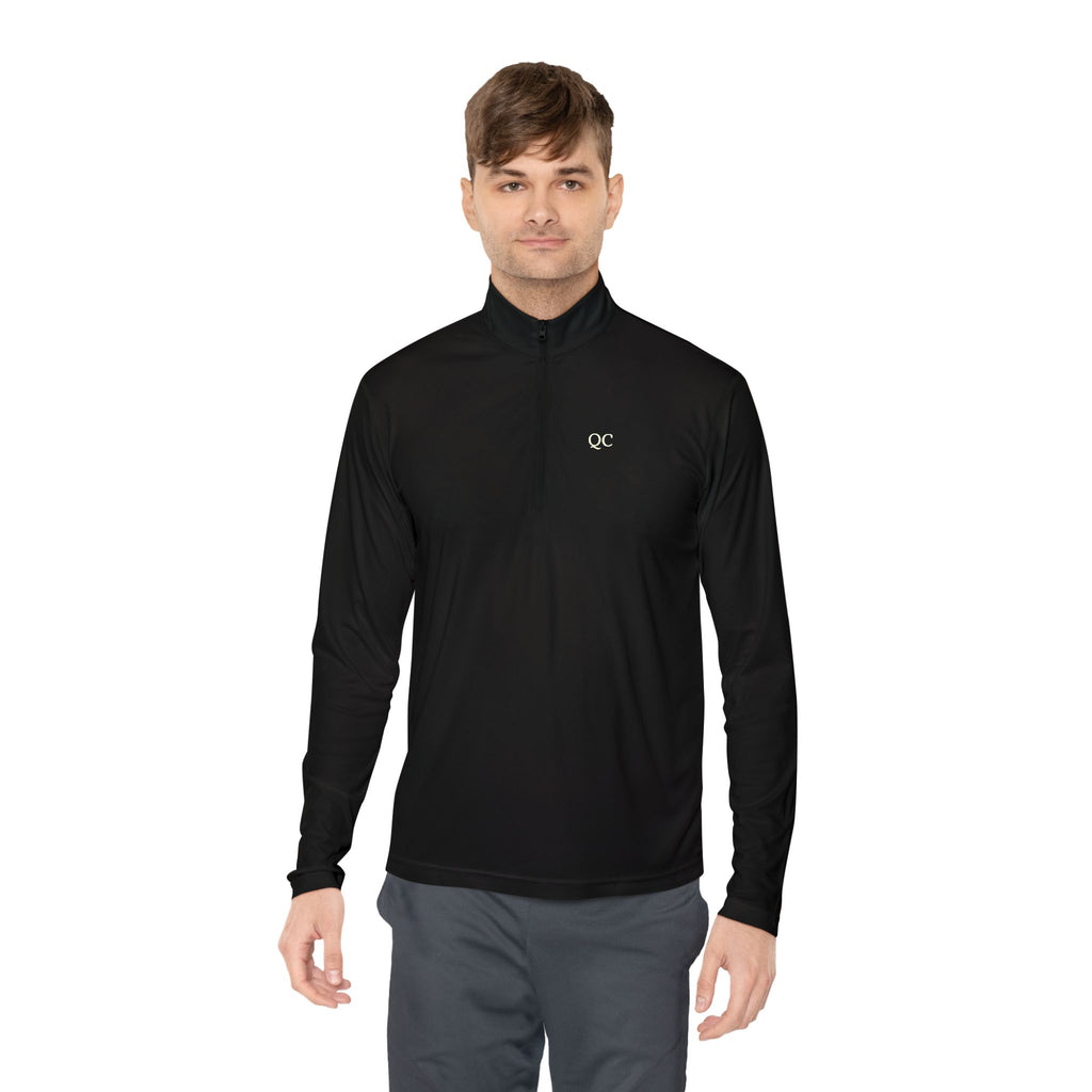 Quarter-Zip Pullover — Minimal "QC" Embroidered Casual Pullover