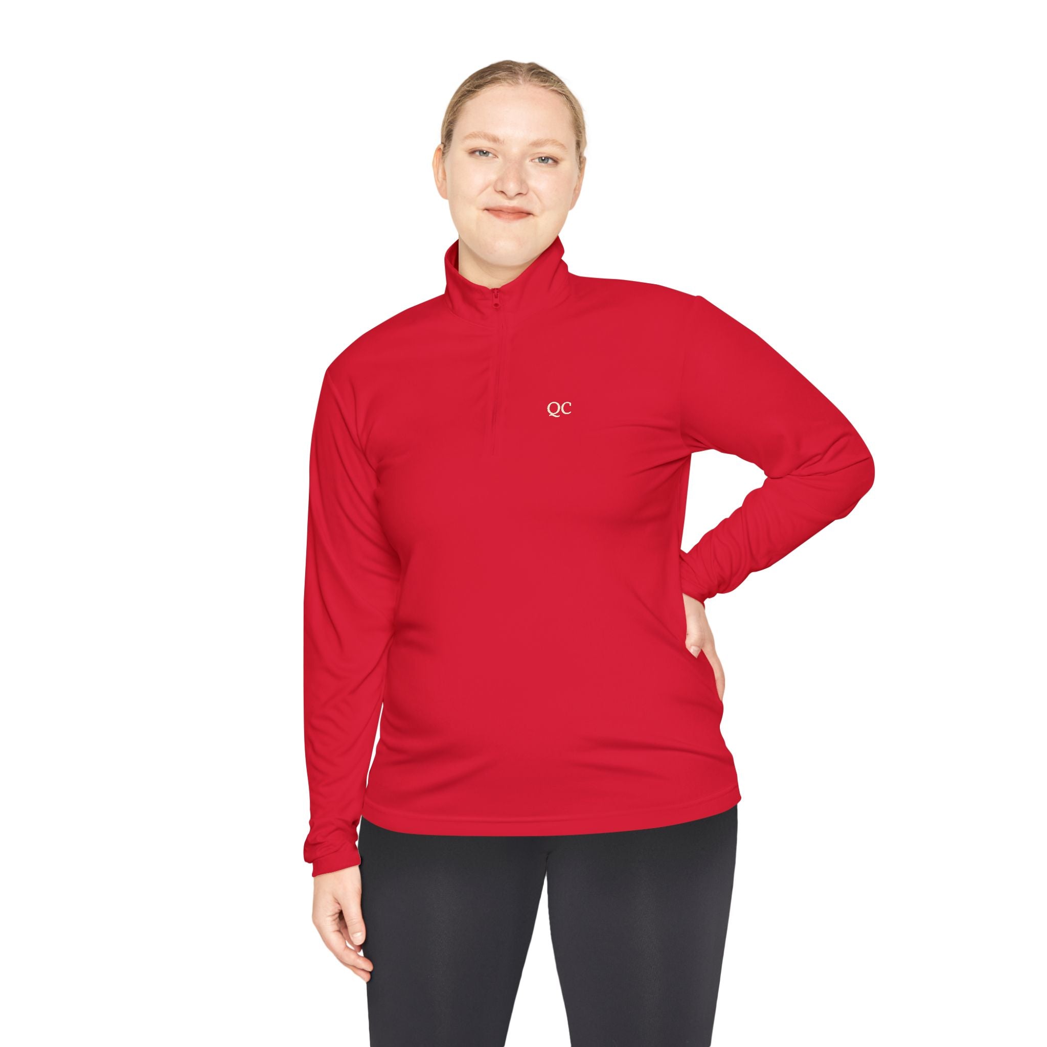 Quarter-Zip Pullover — Minimal "QC" Embroidered Casual Pullover