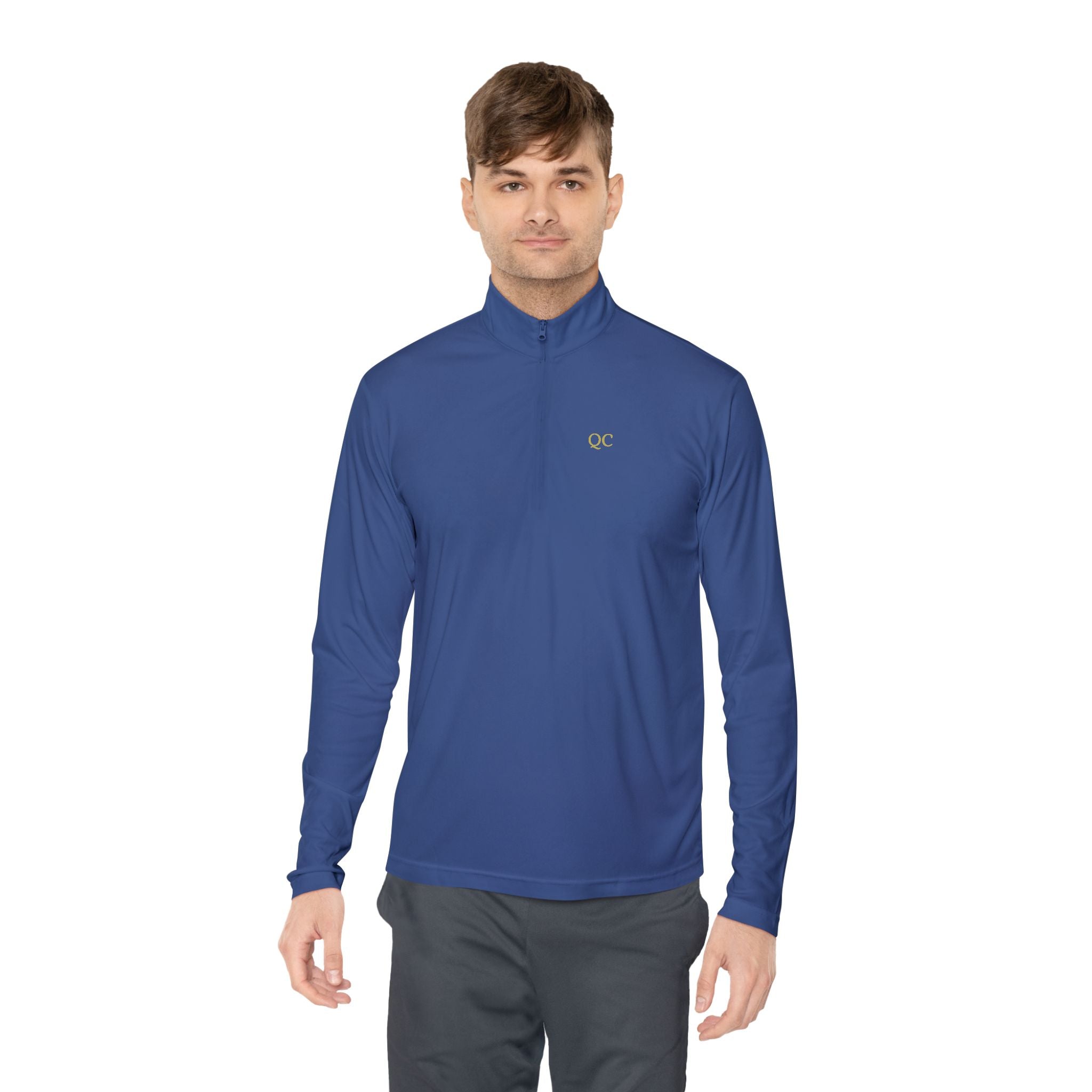 Quarter-Zip Pullover — Minimal "QC" Embroidered Casual Pullover