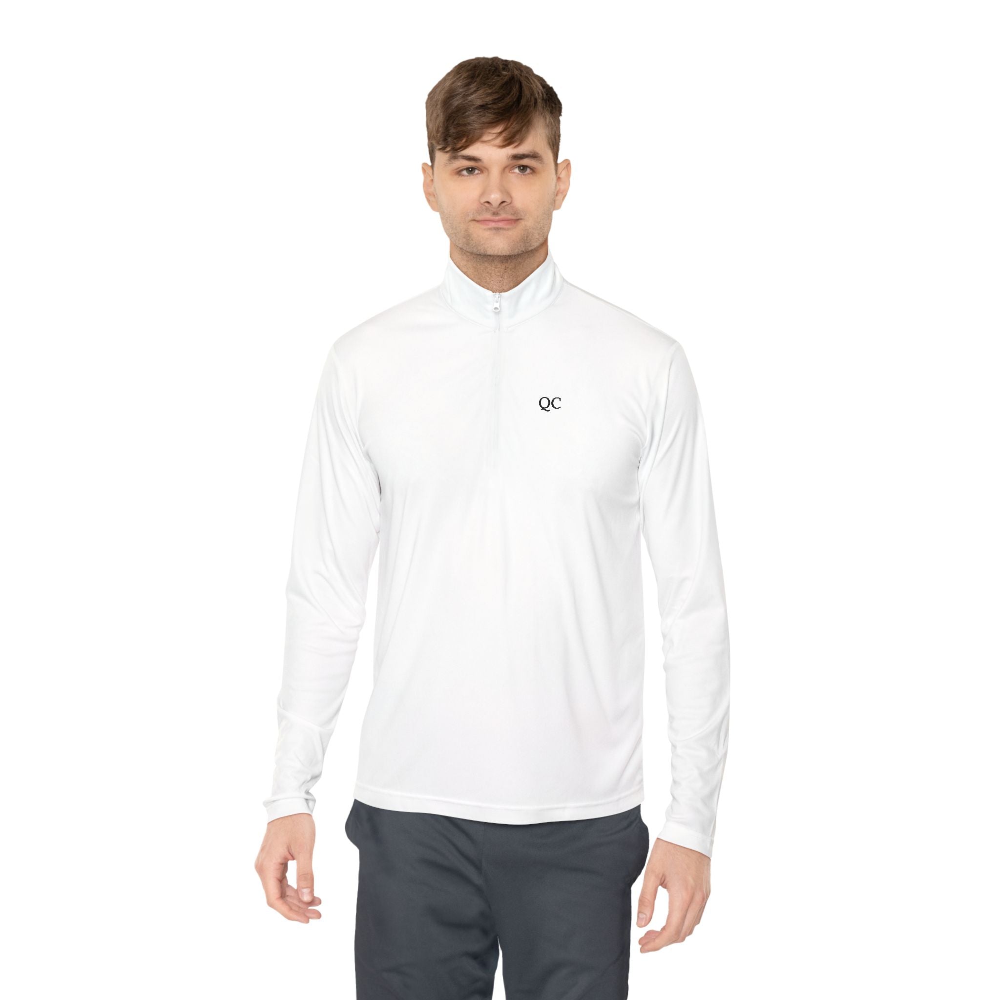 Quarter-Zip Pullover — Minimal "QC" Embroidered Casual Pullover