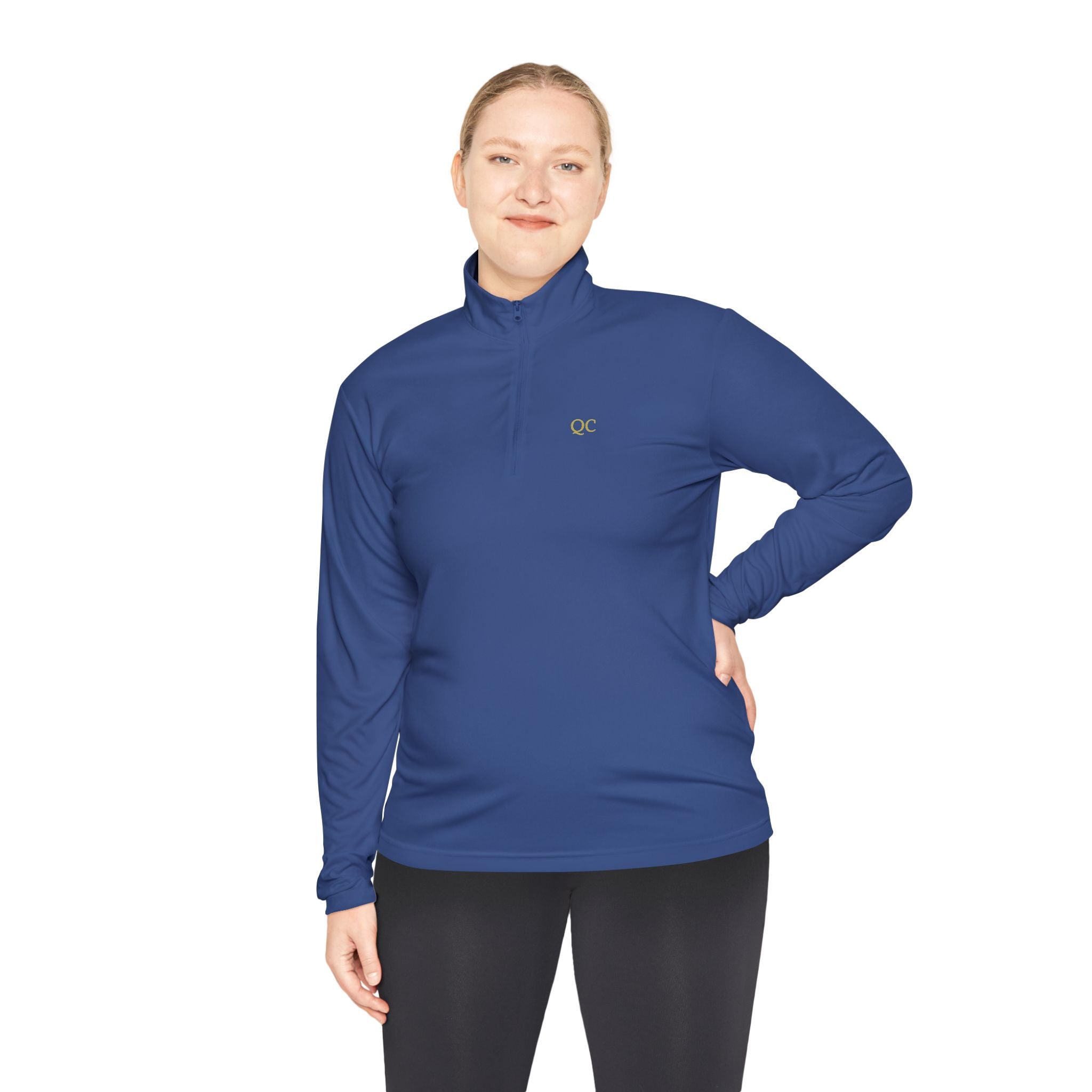 Quarter-Zip Pullover — Minimal "QC" Embroidered Casual Pullover