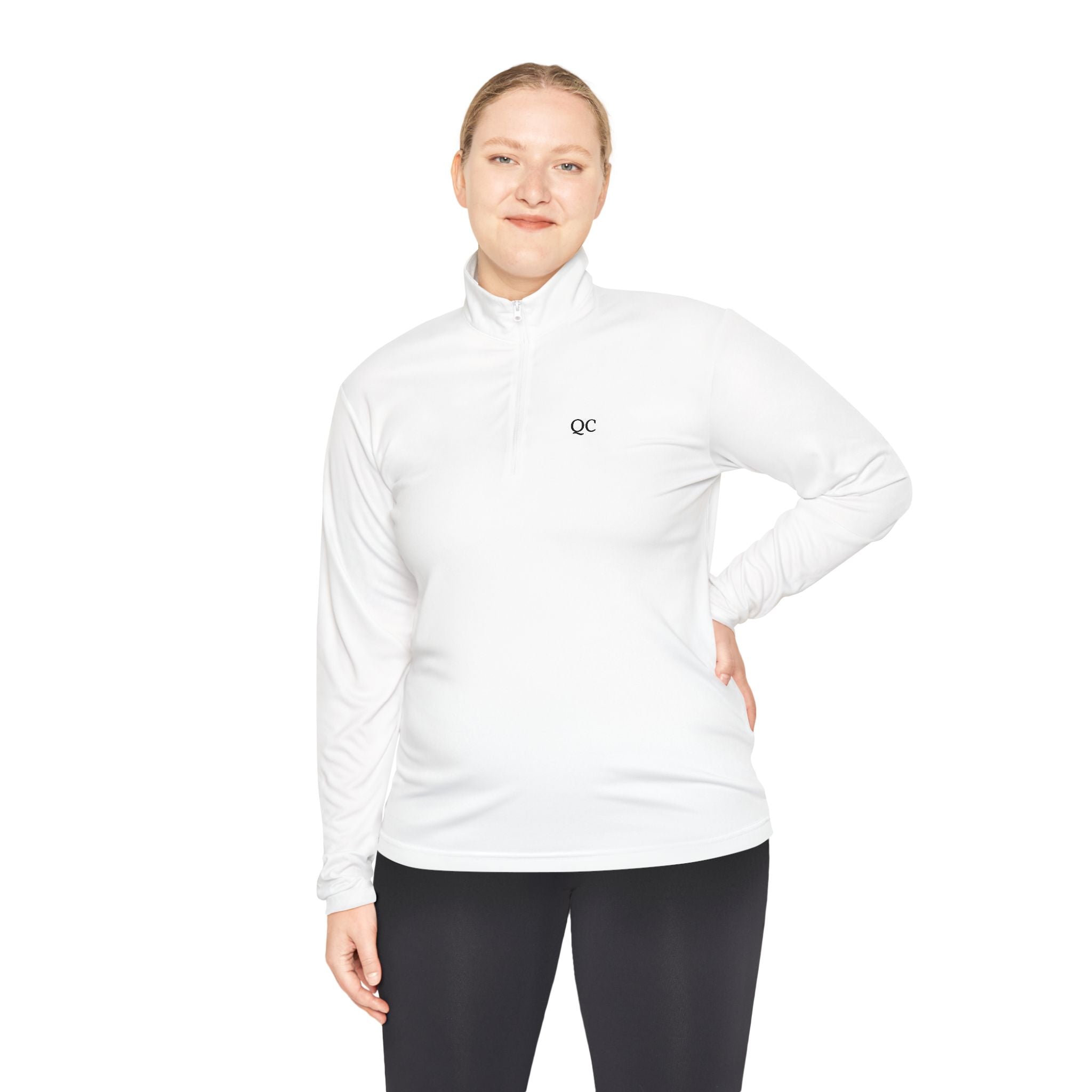 Quarter-Zip Pullover — Minimal "QC" Embroidered Casual Pullover